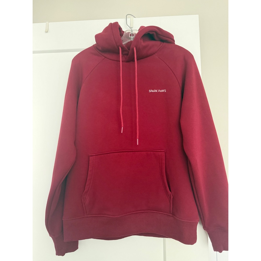 Spark Paws Essential Human Hoodie Burgundy Red Faux Fur Lined Pullover Size M